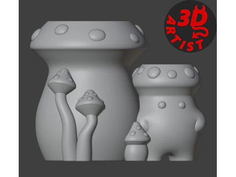 Paddestoelen pennenhouder 3D printmodel