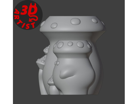 Mushrooms Pen Holder 3D Druckmodell