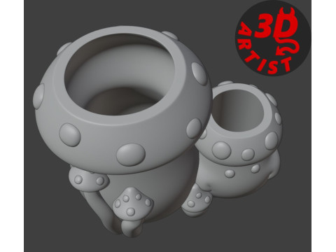 Mushrooms Pen Holder 3D Druckmodell