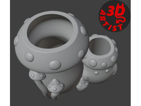 Mushrooms Pen Holder 3D Print Model