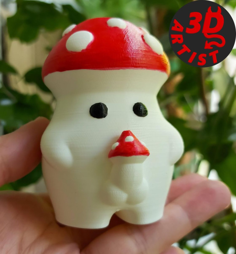 Mushroom Figurine Adult Version 3Dプリントモデル .c4d .max .obj .3ds .fbx .stl .blend 