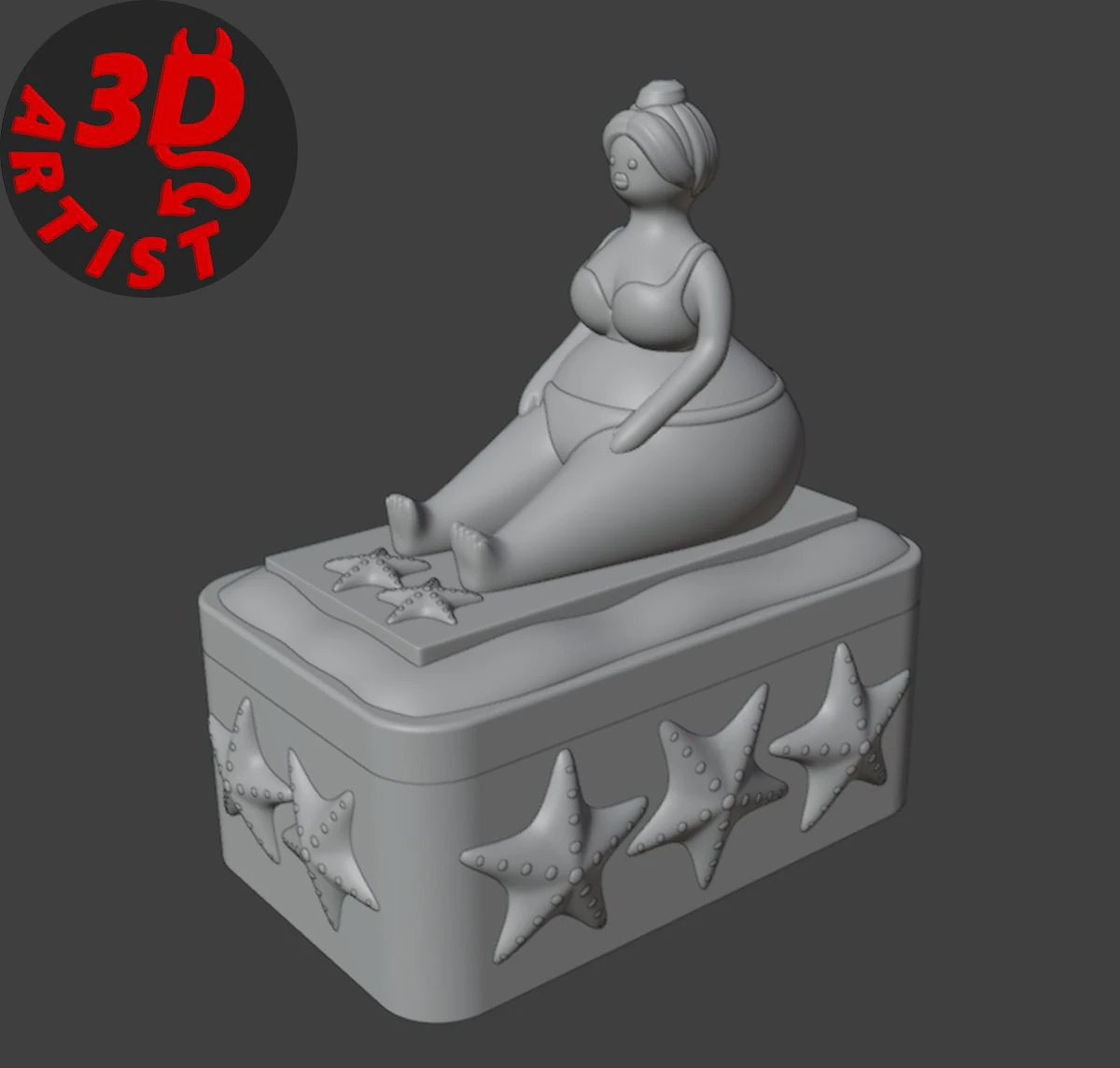 Woman in a swimsuit Box 3D Print Model .c4d .max .obj .3ds .fbx .stl .blend