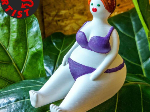 Vrouw in zwempak Beeldje 3D printmodel