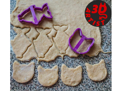 Cat and Fish Cookie cutters Set 2 models 3D-printmodel