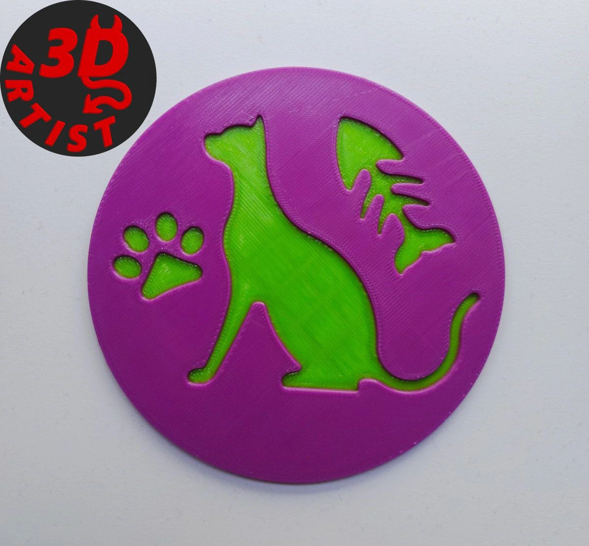 Cat Cup coaster 3D Print Model .c4d .max .obj .3ds .fbx .stl .blend