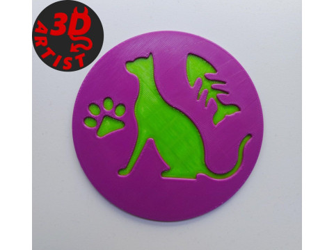 Cat Cup coaster 3Dプリントモデル