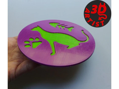 Cat Cup coaster 3D Print Model