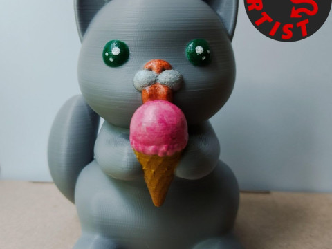 Cat with ice cream Figurine Version 2 3Dプリントモデル
