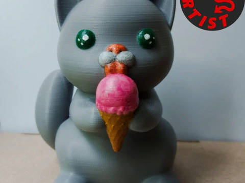 Kat met ijsbeeldje versie 2 3D printmodel