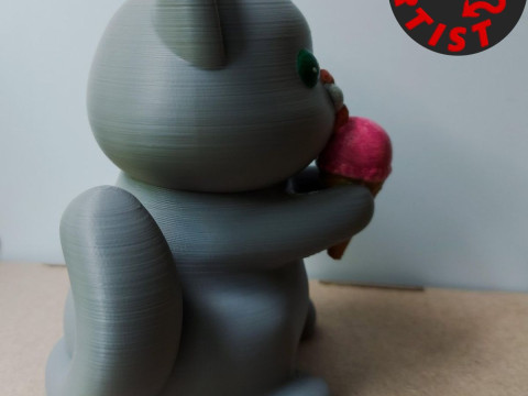 Cat with ice cream Figurine Version 2 3D Print Model