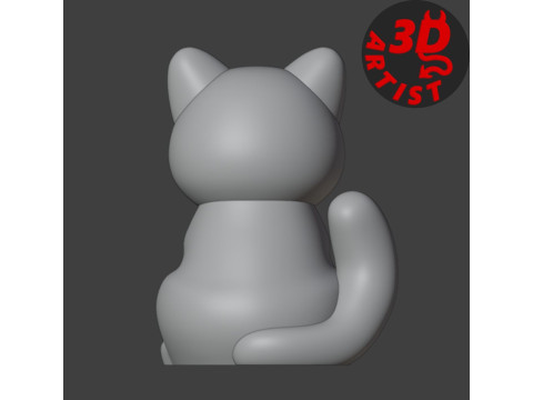 Cat with ice cream Figurine Version 2 3D Print Model