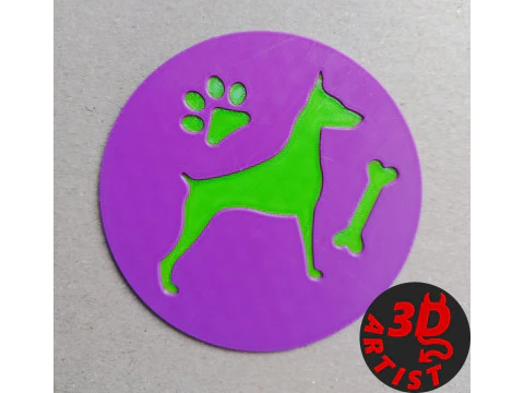 Dog Cup coasters Set 4 models 3D Print Model