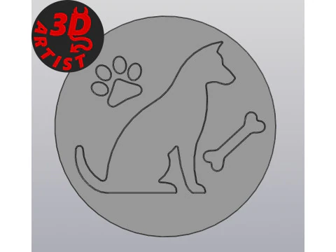 Dog Cup coasters Set 4 models 3D Print Model