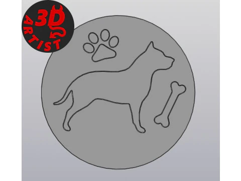 Dog Cup coasters Set 4 models 3D Print Model