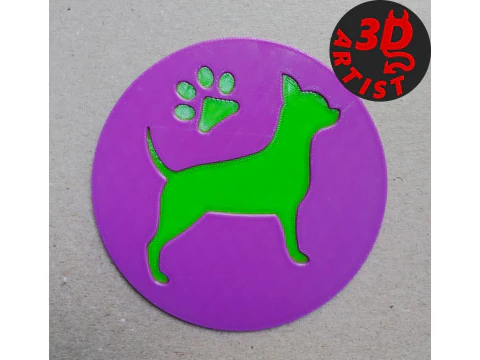 Dog Cup coasters Set 4 models 3D Print Model