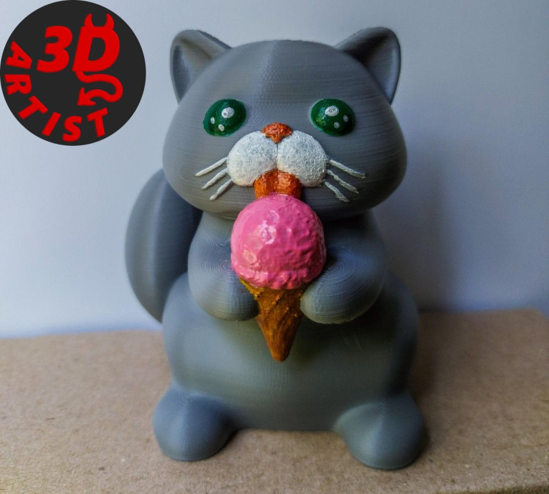 Cat with ice cream V3 and Christmas version Set 2 models Modelo de impresión 3D .c4d .max .obj .3ds .fbx .stl .blend