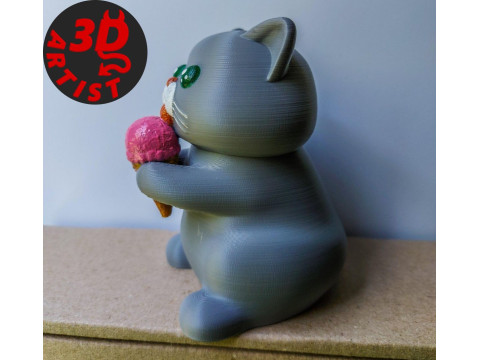 Cat with ice cream V3 and Christmas version Set 2 models Modelo de impresión 3D