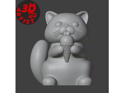 Cat with ice cream V3 and Christmas version Set 2 models Modelo de impresión 3D