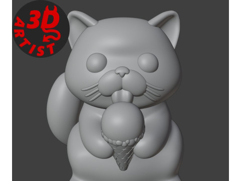 Cat with ice cream V3 and Christmas version Set 2 models Modelo de impresión 3D