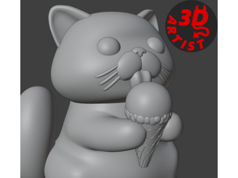 Cat with ice cream V3 and Christmas version Set 2 models Modelo de impresión 3D