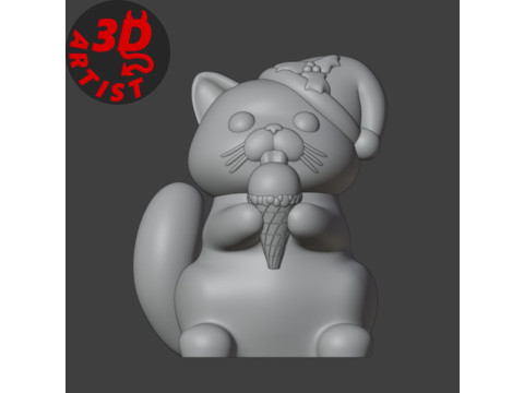 Cat with ice cream V3 and Christmas version Set 2 models Modelo de impresión 3D