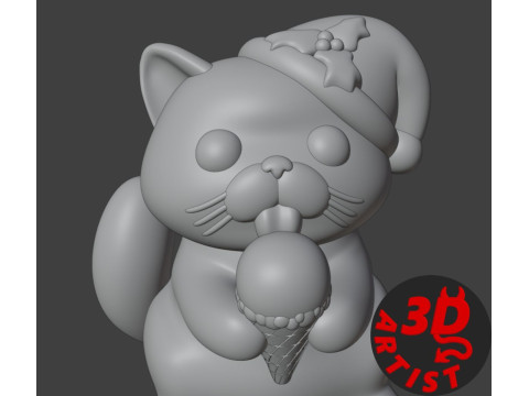 Cat with ice cream V3 and Christmas version Set 2 models Modelo de impresión 3D