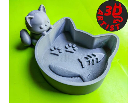 Kleine kitten Houder voor klein ding Snoepkom 3D printmodel