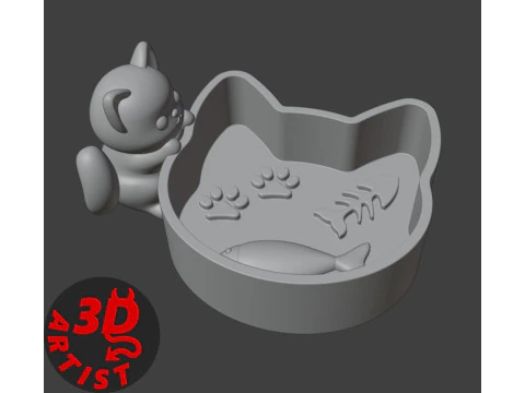 Little kitten Holder for small thing Candy bowl 3D Print Model