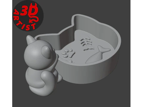 Little kitten Holder for small thing Candy bowl 3D Print Model