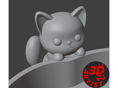 Little kitten Holder for small thing Candy bowl 3D Print Model