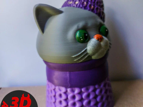 Cat in a sweater Box 3D Print Model