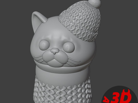 Cat in a sweater Box 3D Druckmodell
