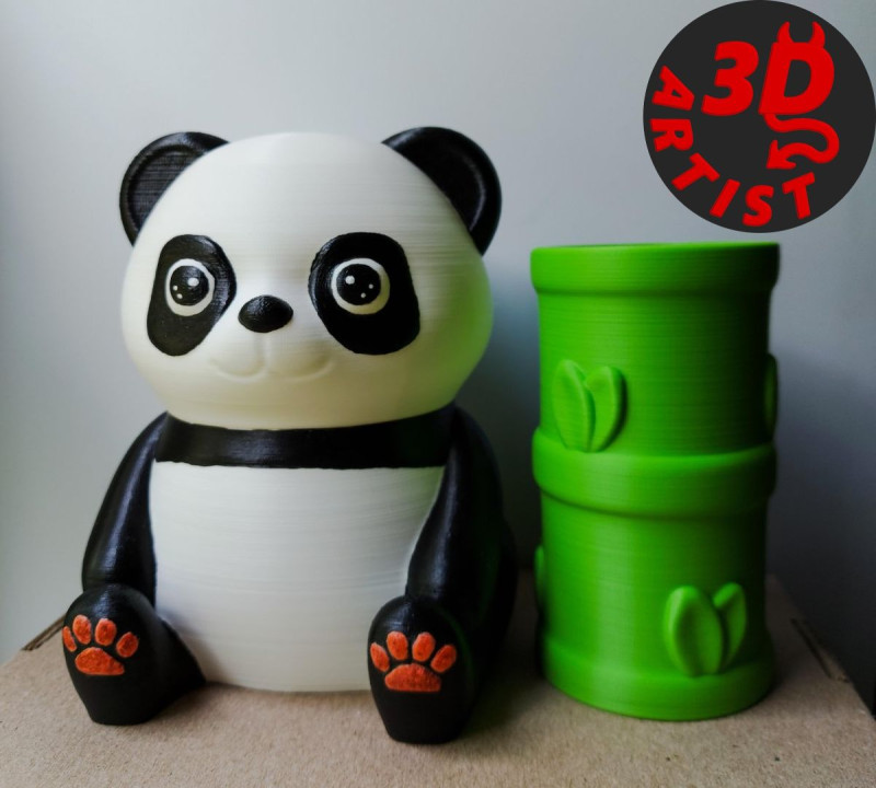 Panda Storage Box Pen Holder Set 2 items 3D Принт Модель .c4d .max .obj .3ds .fbx .stl .blend
