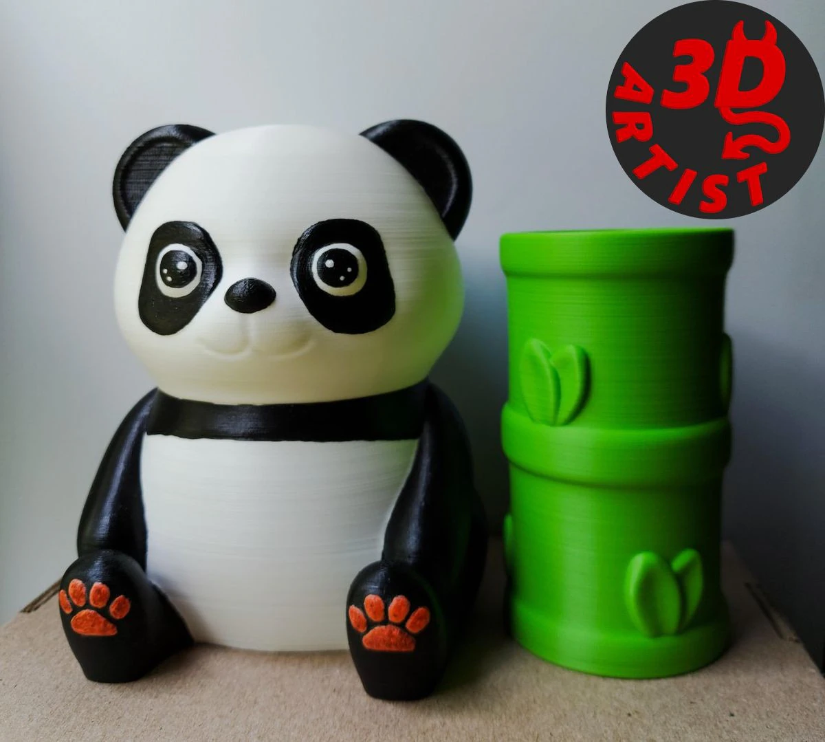 Panda Storage Box Pen Holder Set 2 items 3D Print Model .c4d .max .obj .3ds .fbx .stl .blend