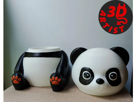 Panda Storage Box Pen Holder Set 2 items 3D Print Model