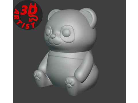Panda Storage Box Pen Holder Set 2 items 3D Print Model