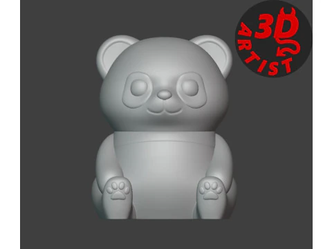 Panda Storage Box Pen Holder Set 2 items 3D Print Model