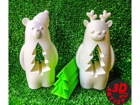 Christmas Animals Set 5 models 3D Print Model
