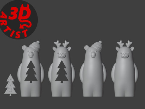 Christmas Animals Set 5 models Modelo de Impressão 3D