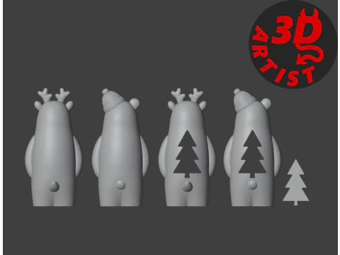 Christmas Animals Set 5 models 3D Print Model