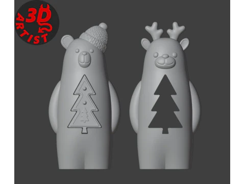 Christmas Animals Set 5 models 3D Print Model