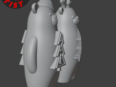 Christmas Animals Set 5 models 3D Print Model