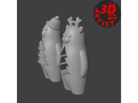 Christmas Animals Set 5 models 3D Print Model