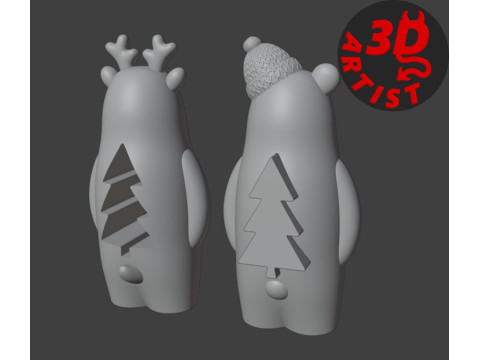 Christmas Animals Set 5 models Modelo de Impressão 3D