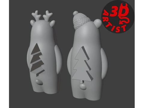 Christmas Animals Set 5 models 3D Print Model