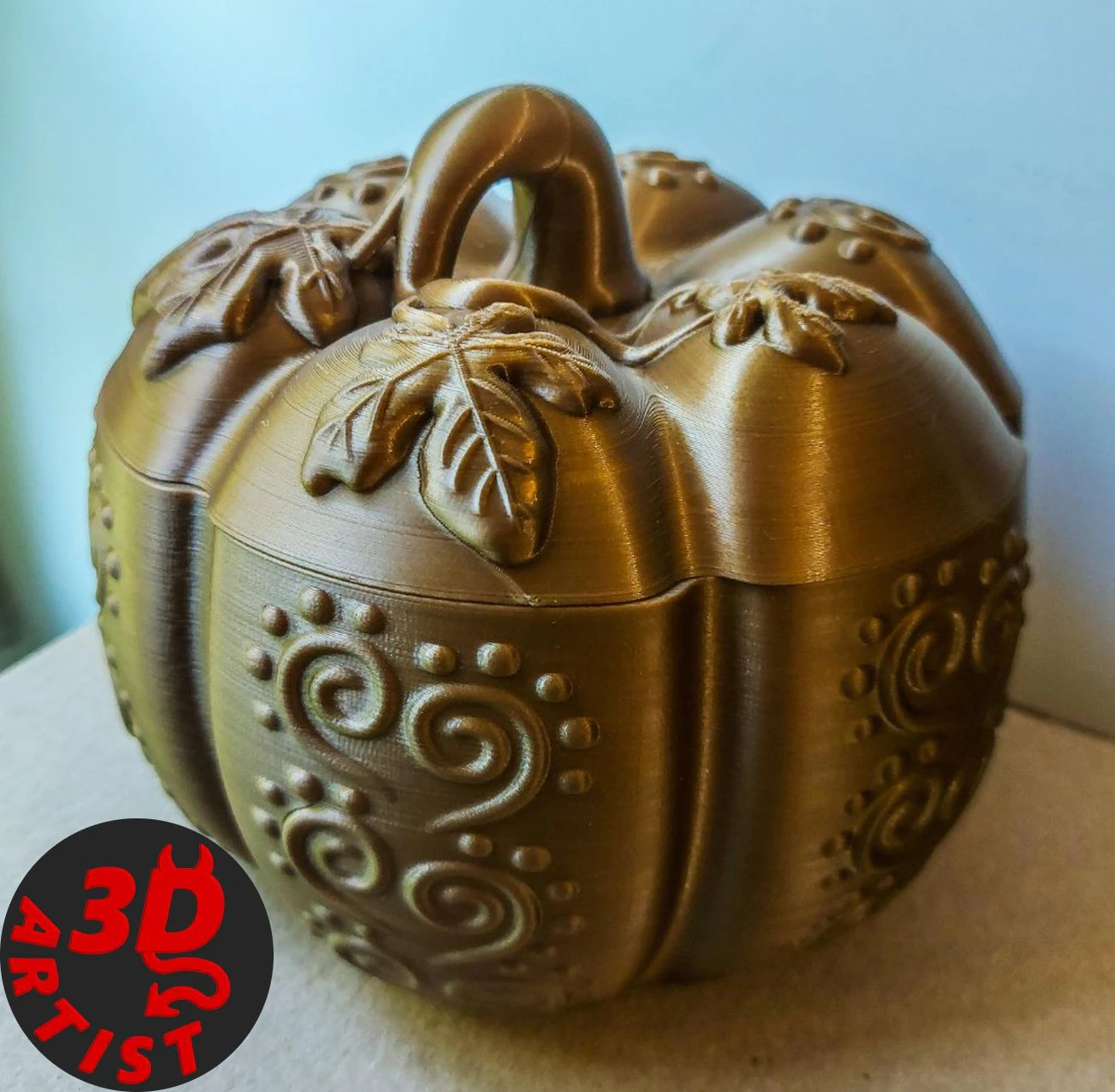 Pumpkin Patterned Storage Box 3D Print Model .c4d .max .obj .3ds .fbx .stl .blend