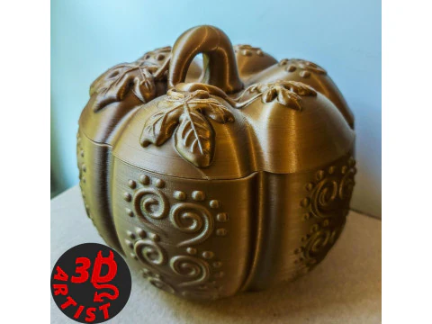 Opbergdoos met pompoenpatroon 3D printmodel