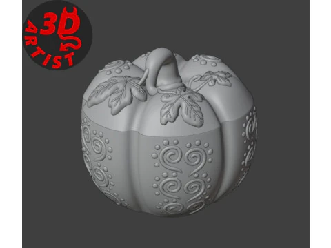 Pumpkin Patterned Storage Box 3D Print Model