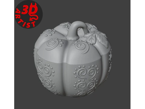 Pumpkin Patterned Storage Box 3D Print Model