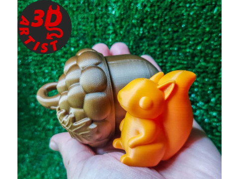 Pocket Squirrel Toy and Hanging Acorn Toy House Model Cetak 3D